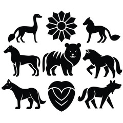Minimalist Black Animal Logo Designs with Lion
