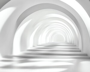 Obraz premium Abstract White Archway Tunnel with Soft Shadows and Steps