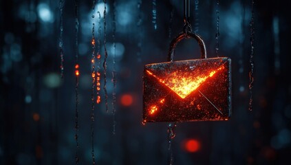 Rusty envelope lock in rain