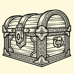 Fantasy Loot Box Icon - Clean Line Art Style
