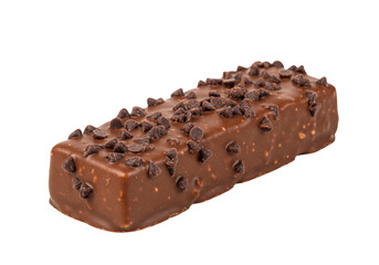 Isolated Chocolate Nut Bar Topped with Chocolate Chips