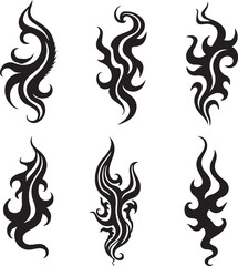 Tribal Flame  Ornament and Dragon Tattoo Designs