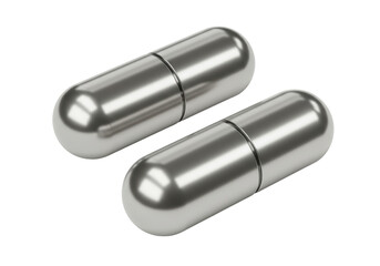 Isolated Two Metallic Silver Capsules Side by Side