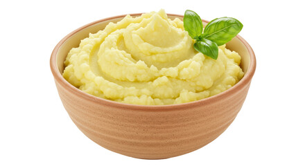 Isolated Bowl of Mashed Potatoes with Basil