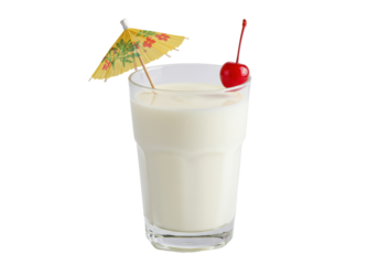 Isolated Refreshing Pina Colada Cocktail with Cherry Garnish
