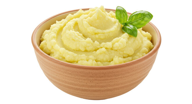 Isolated Bowl of Mashed Potatoes with Basil