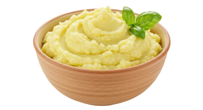 Isolated Bowl of Mashed Potatoes with Basil
