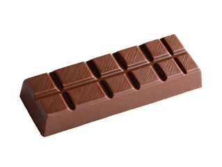 A single milk chocolate bar with rectangular segments against a dark black background in studio light isolated white background