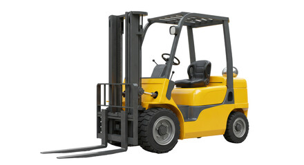Isolated yellow forklift on white background