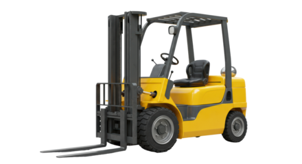 Isolated yellow forklift on white background