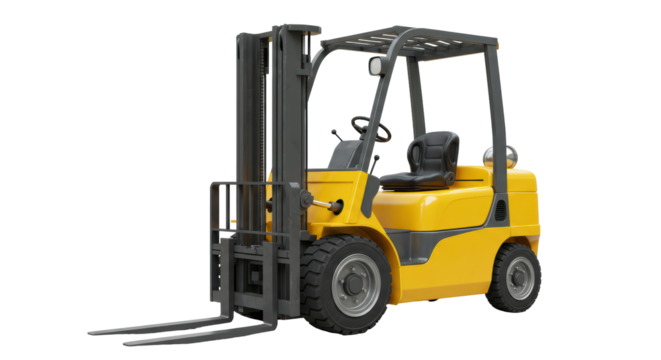 Isolated yellow forklift on white background