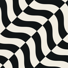 Seamless vector pattern with bold wavy stripes. Monochrome geometric background with abstract, striped design. Ideal for use as a swatch in Adobe Illustrator.
