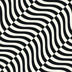 Seamless vector pattern with bold wavy stripes. Monochrome geometric background with abstract, striped design. Ideal for use as a swatch in Adobe Illustrator.