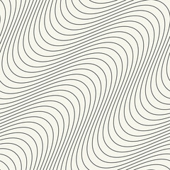 Seamless vector pattern with thin wavy diagonal stripes. Monochrome geometric background with abstract, striped design. Ideal for use as a swatch in Adobe Illustrator.