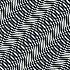 Seamless vector pattern with bold wavy stripes. Monochrome geometric background with abstract, striped design. Ideal for use as a swatch in Adobe Illustrator.