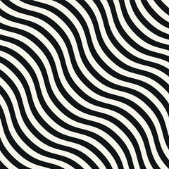 Seamless vector pattern with bold wavy stripes. Monochrome geometric background with abstract, striped design. Ideal for use as a swatch in Adobe Illustrator.