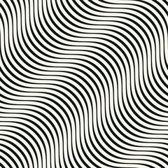 Seamless vector pattern with bold wavy stripes. Monochrome geometric background with abstract, striped design. Ideal for use as a swatch in Adobe Illustrator.