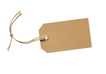 Isolated Brown Paper Tag with Twine Label Design