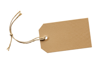 Isolated Brown Paper Tag with Twine Label Design
