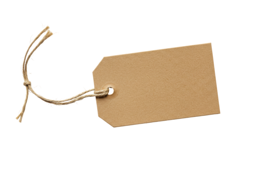 Isolated Brown Paper Tag with Twine Label Design