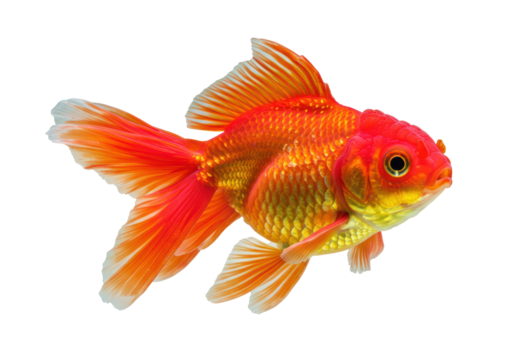 Isolated Bright Orange Goldfish Swimming Freely