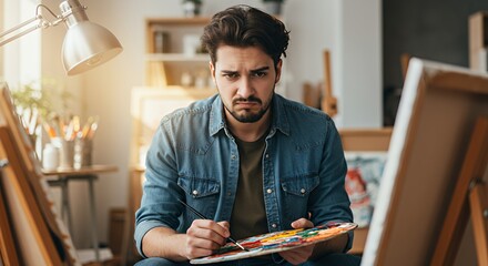 Frustrated Artist in his Studio