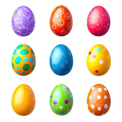 colorful easter eggs collection on white background