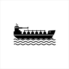 Oil Tanker Ship Icon, Liquid, Water, Petroleum, Chemical Product Shipping Vessel, Transport Icon
