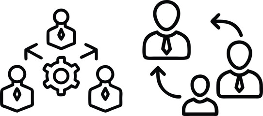 Teamwork, Collaboration, and Workflow Icons Illustrating Efficient Group Dynamics