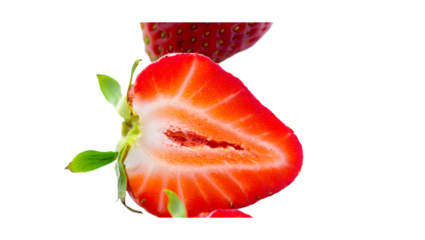 Half strawberry slice isolated on transparent background