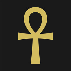 Gold Black Ankh Egyptian Cross Symbol