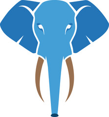 T Shirt Design Vector of a Front-Facing Blue Elephant Head Illustration with Gentle Eyes and Minimalist Style