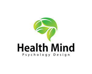 Health mind logo creative brain nature herbal psychology medical clinic