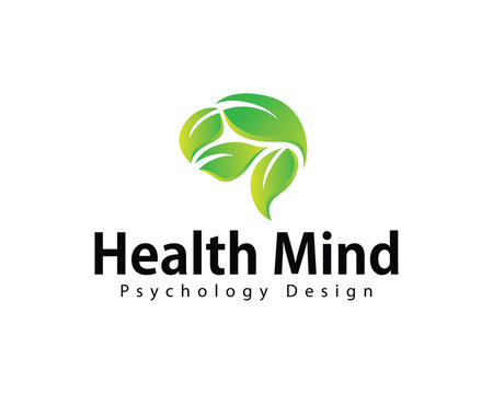 Health mind logo creative brain nature herbal psychology medical clinic