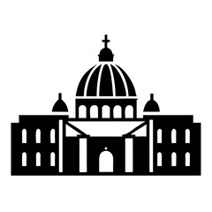 St. Peter's Basilica silhouette in black and white design concept of icon  