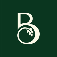 Letter B Leaf Logo Icon. Elegant Monogram B with Leaf Symbol Combination Vector Design Template. © faikarproject