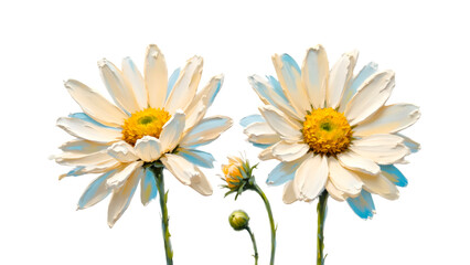 Fototapeta premium Impasto painting of watercolor daisies for girls on transparent background