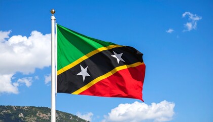 Waving Flag of Saint Kitts and Nevis