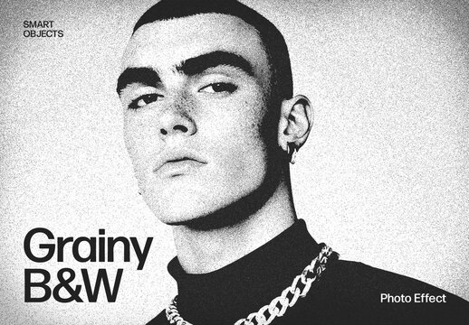 Grainy Black & White Photo Effect Template