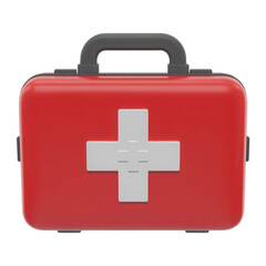 Obraz premium Red first aid kit case isolated on transparent background