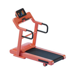 Modern orange treadmill isolated on transparent background