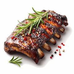 Ribs steak realistic image on white background
