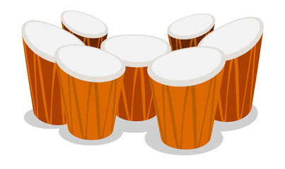 Isometric place of drummer musician of national African music. Percussion musical instrument top view. aerial view. Realistic 3D vector concept isolated on white background