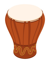 Isometric African djembe drum musical instrument. Percussion musical instrument top view. Realistic 3D vector concept isolated on white background
