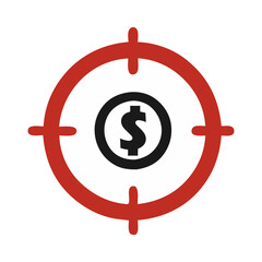 Red and White Target with Black Dollar Sign in Center