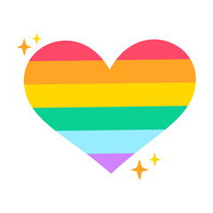 Rainbow Stripe Heart with Sparkling Stars Celebrating LGBTQ Love and Pride