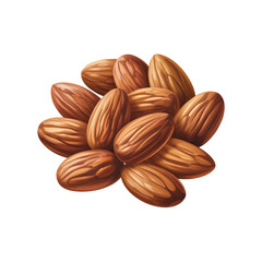 A close up view of a pile of almonds with a brown hue on a black background in a studio shot