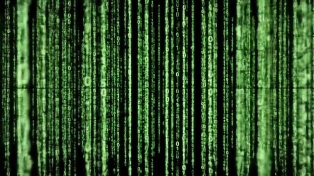 Falling Code Abstract Digital Rain Effect in Green Slow Motion