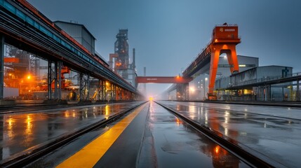 Steel manufacturing production in industrial factory environment metal industry dynamics urban viewpoint