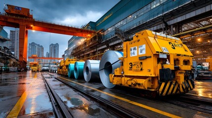 Manufacturing steel production in modern factory industrial environment metal manufacturing process